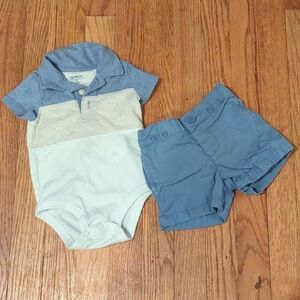OshKosh B'gosh Blue and White Baby Outfit, 2 Piece, 6mo